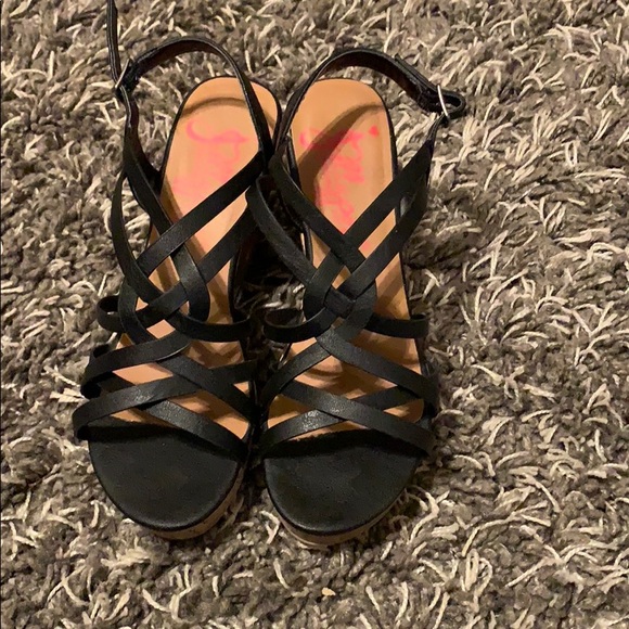 jellypop black wedges